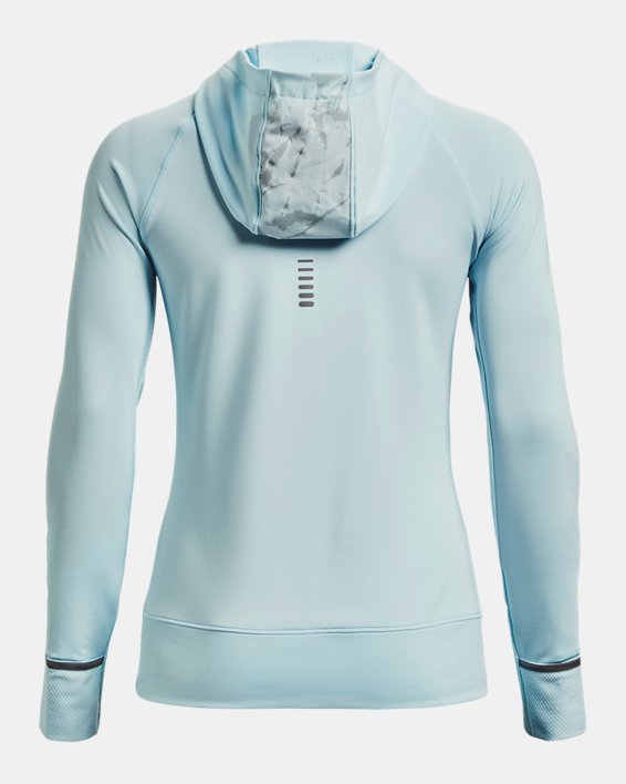 Women's UA OutRun The Cold Hooded ½ Zip, Blue, pdpMainDesktop image number 6